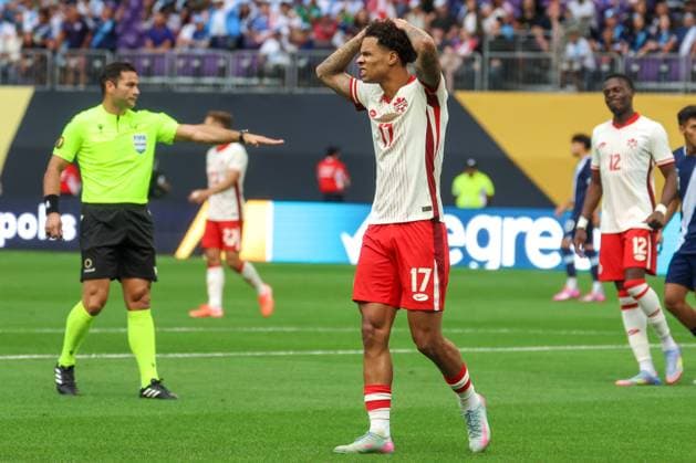 June 29th, 2025: Canada forward Tajon Buchanan (17) reacts to a missed shot during a CONCACAF Gold Cup quarterfinals soccer match between Canada and Guatemala at US Bank Stadium in Minneapolis, MN. -CSM. Minneapolis USA - ZUMAc04_ 20250629_zma_c04_128 Copyright: xStevenxGarciax