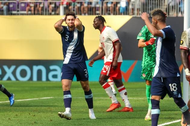 June 29th, 2025: Guatemala defender Nicolas Samayoa (3) reacts to a missed shot on goal during a CONCACAF Gold Cup quarterfinals soccer match between Canada and Guatemala at US Bank Stadium in Minneapolis, MN. -CSM. Minneapolis USA - ZUMAc04_ 20250629_zma_c04_145 Copyright: xStevenxGarciax