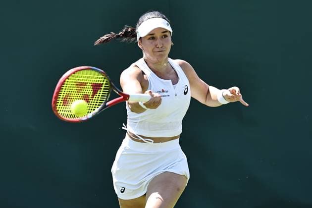Eva Lys, GER, during first round of 2025 All England Lawn Tennis Championships at Wimbledon, womens singles, London, 30 06 2025