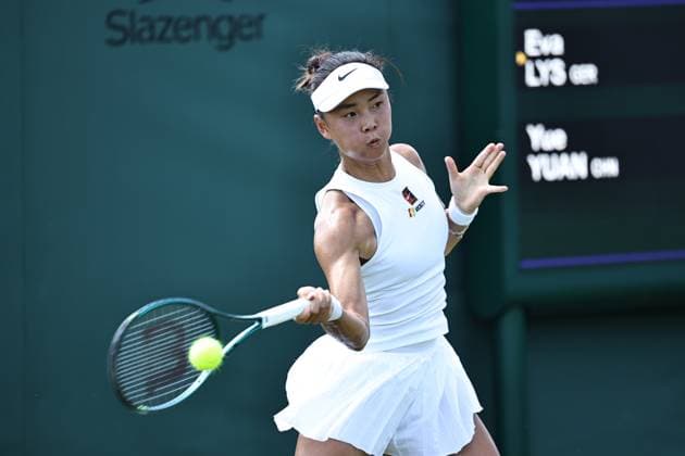LONDON, ENGLAND - JUNE 30: Yuan Yue of China competes in the Women s Singles first round match against Eva Lys of Germany on day 1 of 2025 Wimbledon Championships at All England Lawn Tennis and Croquet Club on June 30, 2025 in London, England.  Copyright: xVCGx 111576996277
