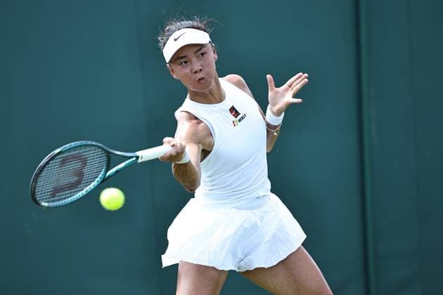 LONDON, ENGLAND - JUNE 30: Yuan Yue of China competes in the Women s Singles first round match against Eva Lys of Germany on day 1 of 2025 Wimbledon Championships at All England Lawn Tennis and Croquet Club on June 30, 2025 in London, England.  Copyright: xVCGx 111576996126