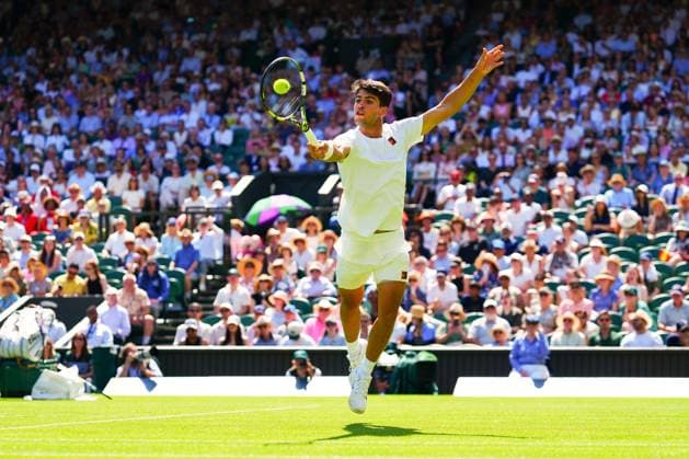 Carlos Alcaraz during his first round match Wimbledon Tennis Championships, Day 1, The All England Lawn Tennis and Croquet Club, London, UK - 30 Jun 2025London The All England Lawn Tennis and United Kingdom  Copyright: xJavierxGarcia Shutterstockx 15378843cx