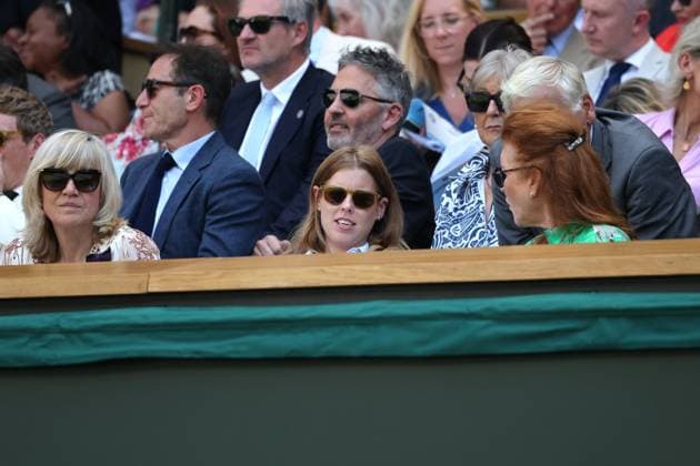 30th June 2025; All England Lawn Tennis and Croquet Club, London, England; Wimbledon Tennis Tournament, Day 1; Duchess of York talking to Princess Beatrice sitting in the Royal Box  ActionPlus12807221 JohnxPatrickxFletcher