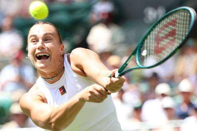 Sport Bilder des Tages June 30, 2025, London, Celestynow, England: ARYNA SABALENKA during the match against C. Branstine of Canada in the first round of Championships 2025 at Wimbledon AELTC in London. Sabalenka won 6:1, 7:5 London England - ZUMAc278 20250630_zsp_c278_026 Copyright: xMarcinxCholewinskix