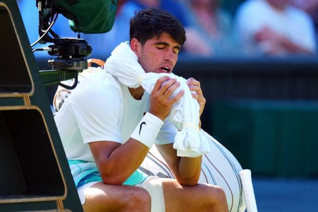 Carlos Alcaraz reacts after losing the fourth set during his first round match Wimbledon Tennis Championships, Day 1, The All England Lawn Tennis and Croquet Club, London, UK - 30 Jun 2025London The All England Lawn Tennis and United Kingdom  Copyright: xJavierxGarcia Shutterstockx 15378843hv