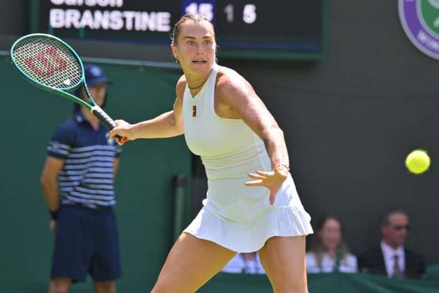 Wimbledon Tennis Championships - Day 1 LONDON, UNITED KINGDOM - JUNE 30: Aryna Sabalenka in action against Carson Branstine (not seen) of Canada in the ladies singles first round match during day one of The Championships Wimbledon 2025 at All England Lawn Tennis and Croquet Club on June 30, 2025 in London, England. Ray Tang Anadolu London United Kingdom. Editorial use only. Please get in touch for any other usage.  Copyright: x2025xAnadoluxRayxTangx