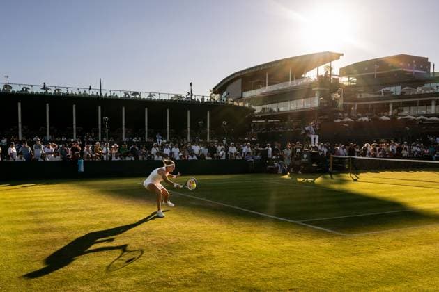 250630 Marie Bouzkova of Czech Republic competes in a first round singles tennis match during day 1 of Wimbledon on June 30, 2025 in London Photo Petter Arvidson BILDBYRAN kod PA PA1043 tennis wimbledon day 1 bbeng czech republic  Copyright: PETTERxARVIDSON BB250630PA071