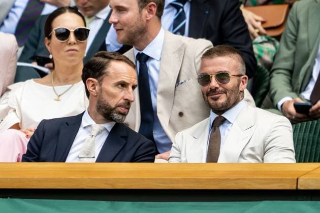250630 Former England national football team manager Sir Gareth Southgate and Sir David Beckham during day 1 of Wimbledon on June 30, 2025 in London Photo Petter Arvidson BILDBYRAN kod PA PA1043 tennis wimbledon day 1 bbeng  Copyright: PETTERxARVIDSON BB250630PA078