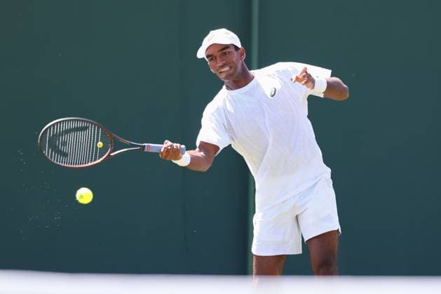 Nishesh Basavareddy USA , Men s Singles, Men s Singles Tennis Wimbledon 2025 Grand Slam ITF ATP WTA AELTC London Great Britain 30 June 2025 Copyright: xJuergenxHasenkopfx