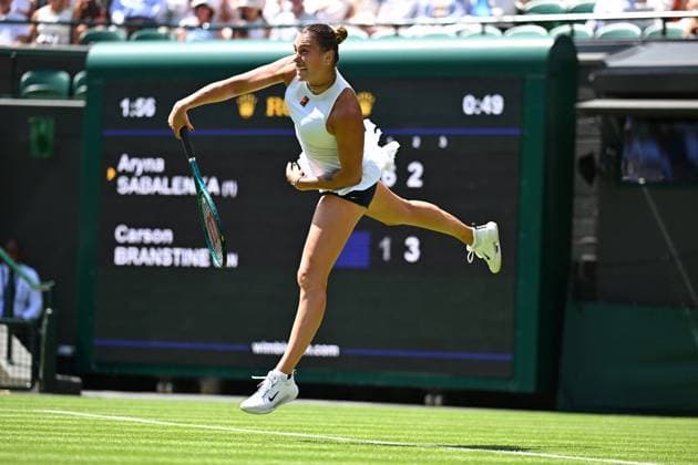Wimbledon - First Round Aryna Sabalenka (RUS) during her first round match at the 2025 Wimbledon Championships at the AELTC in London, GREAT BRITAIN, on July 1, 2025. Photo by Corinne Dubreuil ABACAPRESS.COM London United Kingdom  Copyright: xDubreuilxCorinne ABACAx