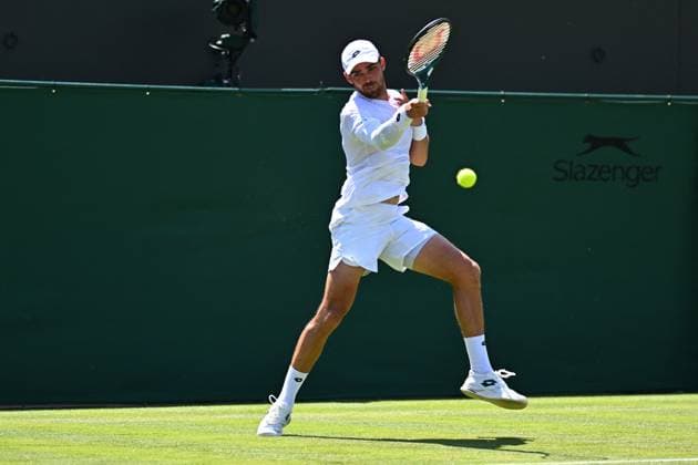 Wimbledon - First Round Benjamin Bonzi (FRA) during his first round match at the 2025 Wimbledon Championships at the AELTC in London, GREAT BRITAIN, on July 1, 2025. Photo by Corinne Dubreuil ABACAPRESS.COM London United Kingdom  Copyright: xDubreuilxCorinne ABACAx