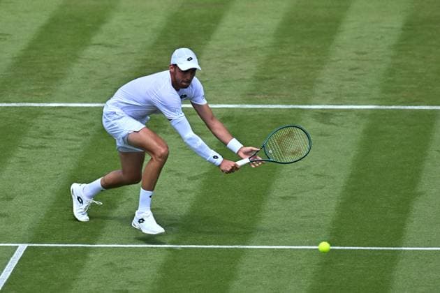Wimbledon - First Round Benjamin Bonzi (FRA) during his first round match at the 2025 Wimbledon Championships at the AELTC in London, GREAT BRITAIN, on July 1, 2025. Photo by Corinne Dubreuil ABACAPRESS.COM London United Kingdom  Copyright: xDubreuilxCorinne ABACAx
