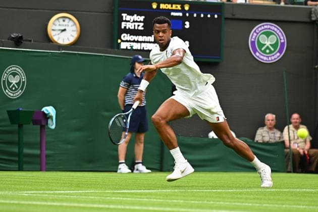 Wimbledon - First Round Giovanni MPETSHI PERRICARD (FRA) during his first round match at the 2025 Wimbledon Championships at the AELTC in London, GREAT BRITAIN, on June 30, 2025. Photo by Corinne Dubreuil ABACAPRESS.COM London United Kingdom  Copyright: xDubreuilxCorinne ABACAx
