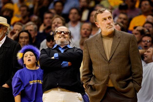 A third quarter Laker comeback amuses actor Jack Nicholson and is less than pleasing for Kings coach Rick Adelman in game four between the Sacramento Kings and the Los Angeles Lakers in the Western Conference Championships Sunday, May 26, 2002 at Staples Center. photograph by Copyright: xSacramentoxBeex