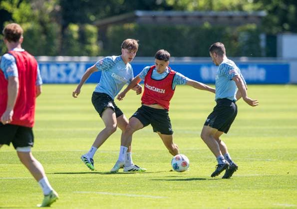 Soccer, Men, Season 2025 26, 2 Bundesliga, Hertha BSC, Training, f l Kennet Eichhorn Hertha BSC , Dion Ajvazi Hertha BSC , Diego Demme Hertha BSC , 01 07 2025, Copyright: xSebastianxRäppold MatthiasxKochx