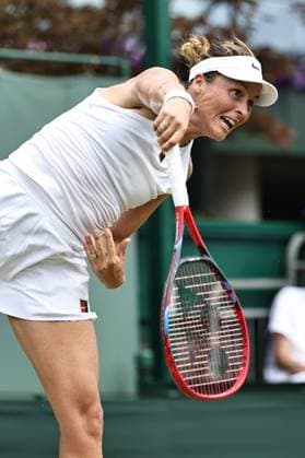 Tatjana Maria, GER, during first round of 2025 All England Lawn Tennis Championships at Wimbledon, womens singles, London, 01 07 2025