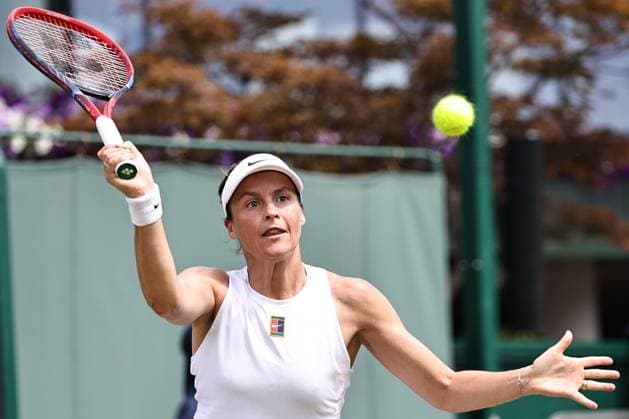 Tatjana Maria, GER, during first round of 2025 All England Lawn Tennis Championships at Wimbledon, womens singles, London, 01 07 2025