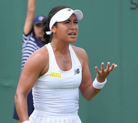 Tennis - 2025 Wimbledon Championships - Women™s Singles - Round One - Match Heather Watson v Clara Tausonl - All England Lawn Tennis & Croquet Club - Tuesday 1st July 2025 Heather Watson shows her frustration 