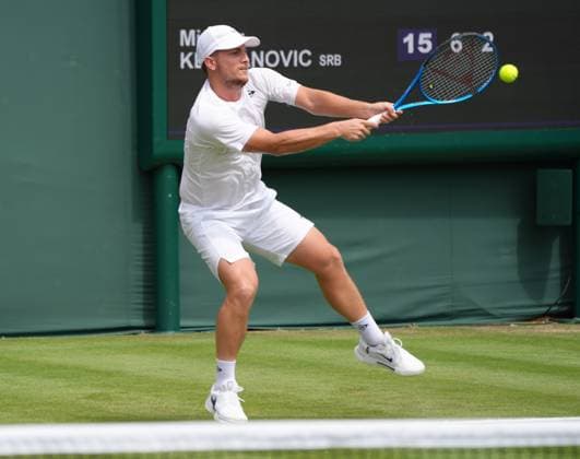 Tennis - 2025 Wimbledon Championships - Men™s Singles - Round One - Match Johannus Monday v Tommy Paul - All England Lawn Tennis & Croquet Club - Tuesday 1st July 2025 Johannus Monday 