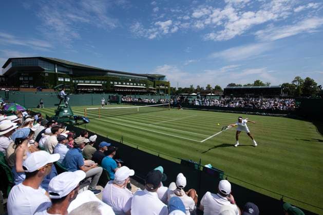 Day Two: The Championships - Wimbledon 2025 LONDON, ENGLAND - JULY 1: A general view of play during the Gentlemen s Singles match between Jaime Faria of Portugal and Lorenzo Sonego of Italy on day two of The Championships Wimbledon 2025 at All England Lawn Tennis and Croquet Club on July 1, 2025 in London, England. Jaime Faria; Lorenzo Sonego London All England Lawn Tennis and Croq England United Kingdom Copyright: xVisionhausx 776301250