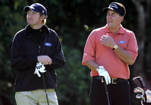 Mar 03, 2005; Delray Beach, CA, USA; WAYNE GRETZKY and PHIL MICKELSON watch a tee shot of another Pro-Am player. Delray Beach CA USA Copyright: xAllenxEyestonex