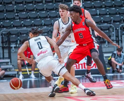 July 1, 2025, Lausanne, Vaud, Switzerland: Lausanne Switzerland, 07 01 2025: JACK KAYIL of Germany 0 against ADRIEL NYORHA of Canada during group phase of FIBA U19 Basketball World Cup 2025 and took place at Lausanne Arena in Lausanne..Germany won 104-88. Lausanne Switzerland - ZUMAd206 20250701_zip_d206_009 Copyright: xEricxDubostx