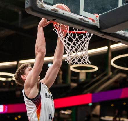July 1, 2025, Lausanne, Vaud, Switzerland: Lausanne Switzerland, 07 01 2025: ERIC RIEBE of Germany 12 makes a dunk during group phase of FIBA U19 Basketball World Cup 2025 and took place at Lausanne Arena in Lausanne. Germany won 104-88. Lausanne Switzerland - ZUMAd206 20250701_zip_d206_013 Copyright: xEricxDubostx