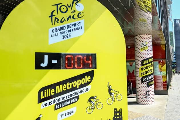 Picture taken in the citycenter during preparations ahead of the 2025 Tour de France cycling race, Tuesday 01 July 2025, in Lille, France. The 112th edition of the Tour de France starts on Saturday 5 July in Lille, France, and will finish in Paris, France on the 27th of July. DAVIDxPINTENS  x128213957x