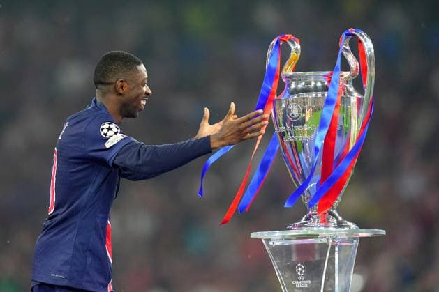 PSG s Ousmane Dembele celebrates winning the trophy after the Uefa Champions League Final soccer match between Paris Saint Germain and FC Inter at Allianz Arena in Munich , Germany - Saturday May 31, 2025 . - Soccer  Copyright: xSpada LaPressex