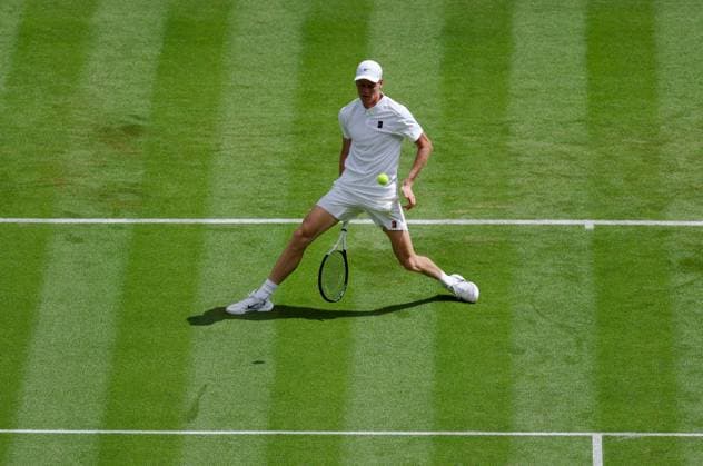 Gentlemens’ Singles First Round Jannik Sinner vs Luca Nardi Wimbledon Championships 2025 Day 2, 01 07 25 Gentlemens’ Singles - First Round No.1 Court Jannik Sinner vs Luca Nardi Jannik Sinner in action  Copyright: xMarcxAspland ThexTimesx NINTCHDBPICT001006866060
