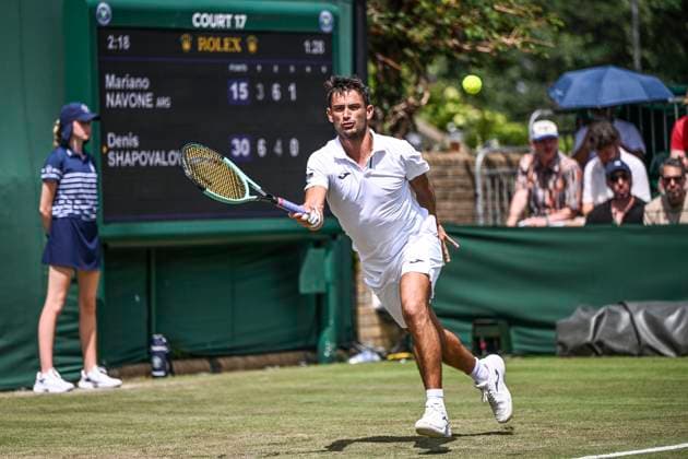 Mariano Navone during the Wimbledon 2025 Men?s Singles first round tennis match between Mariano Navone and Denis Shapovalov at the All England Tennis Club in London, England. (Richard Callis Sports Press Photo SPP) Copyright: xRichardxCallis SportsxPressxPhotox xSPPx spp-en-RiCaPrPh-SPP25_RMFC_300625_17853