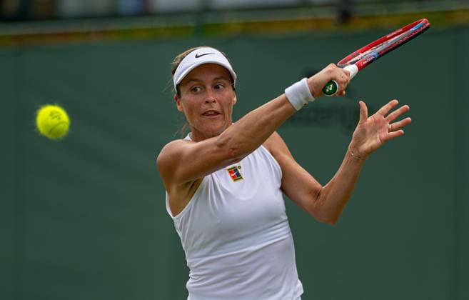 Tennis - Wimbledon Championship 2025 - Day 2 LONDON, ENGLAND - Tuesday, July 1, 2025: Tatjana Maria (GER) during the Ladies Singles 1st Round on Day Two of The Championships Wimbledon 2025 at the All England Lawn Tennis and Croquet Club. (Photo by Kirsten Holst Propaganda) LONDON All England Lawn Tennis and Croquet Club GREATER LONDON ENGLAND  Copyright: xKirstenxHolstx 2025-07-01-004-Wimbledon_Day_2