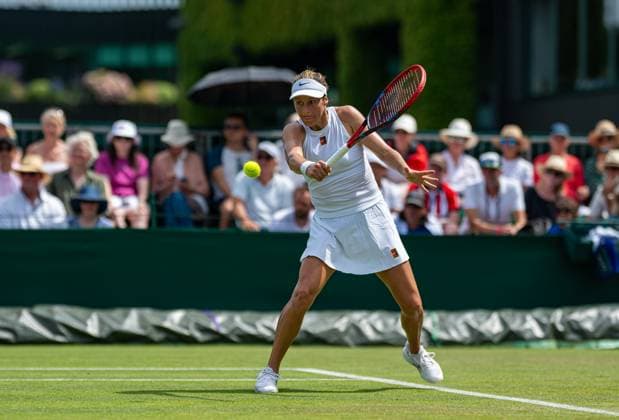 Tennis - Wimbledon Championship 2025 - Day 2 LONDON, ENGLAND - Tuesday, July 1, 2025: Tatjana Maria (GER) during the Ladies Singles 1st Round on Day Two of The Championships Wimbledon 2025 at the All England Lawn Tennis and Croquet Club. (Photo by Kirsten Holst Propaganda) LONDON All England Lawn Tennis and Croquet Club GREATER LONDON ENGLAND  Copyright: xKirstenxHolstx 2025-07-01-013-Wimbledon_Day_2