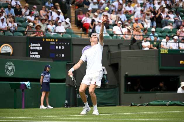 Jannik Sinner during the Wimbledon 2025 Men?s Singles first round tennis match between Jannik Sinner and Luca Nardi at the All England Tennis Club in London, England. (Richard Callis Sports Press Photo SPP) Copyright: xRichardxCallis SportsxPressxPhotox xSPPx spp-en-RiCaPrPh-SPP25_RMFC_300625_17901