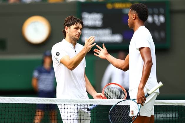 Taylor Fritz wins his first round match against Giovanni Mpetshi Perricard Wimbledon Tennis Championships, Day 2, The All England Lawn Tennis and Croquet Club, London, UK - 01 Jul 2025London The All England Lawn Tennis and United Kingdom  Copyright: xJamesxMarsh Shutterstockx 15380418ci