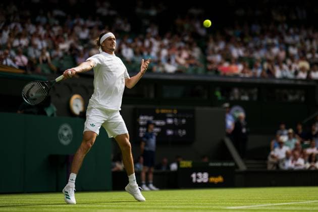 250701 Alexander Zverev of Germany competes in a first round singles tennis match during day 2 of Wimbledon on July 1, 2025 in London Photo Petter Arvidson BILDBYRAN kod PA PA1045 tennis wimbledon day 2 bbeng  Copyright: PETTERxARVIDSON BB250701PA041