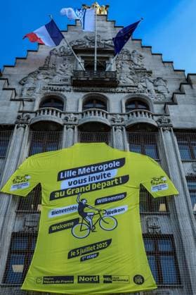 Picture taken in the citycenter during preparations ahead of the 2025 Tour de France cycling race, Tuesday 01 July 2025, in Lille, France. The 112th edition of the Tour de France starts on Saturday 5 July in Lille, France, and will finish in Paris, France on the 27th of July. DAVIDxPINTENS  x128220746x