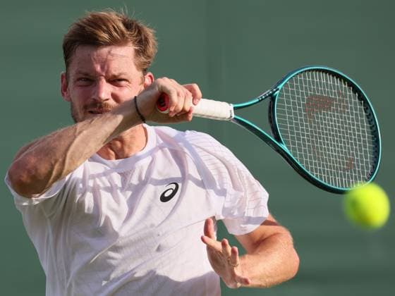 Belgian David Goffin pictured in action at a tennis game against UK s Hijikata, in the first round of the men s singles at the 2025 Wimbledon grand slam tournament, Tuesday 01 July 2025 at the All England Tennis Club, in South-West London, Britain. BENOITxDOPPAGNE  x128223884x