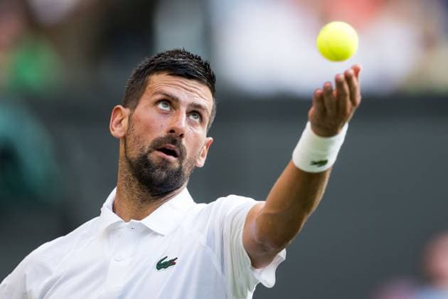 250701 Novak Djokovic of Serbia competes in a first round singles tennis match during day 2 of Wimbledon on July 1, 2025 in London Photo Petter Arvidson BILDBYRAN kod PA PA1045 tennis wimbledon day 2 bbeng  Copyright: PETTERxARVIDSON BB250701PA052