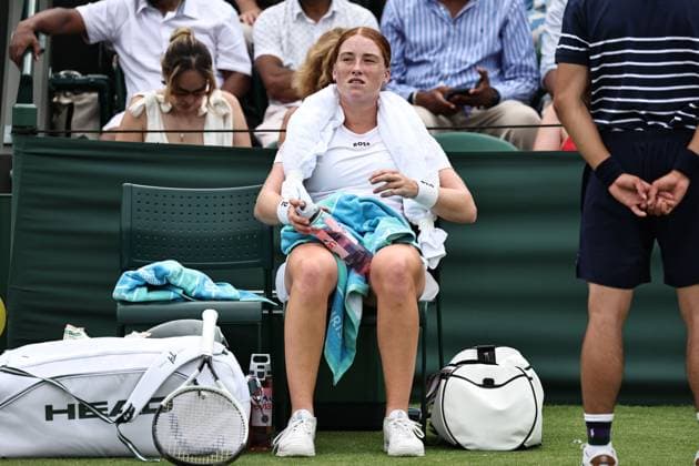 Ella Seidel, GER, during first round of 2025 All England Lawn Tennis Championships at Wimbledon, womens singles, London, 01 07 2025