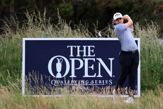1st July 2025, West Lancashire Golf Club, Blundellsands, Liverpool, England; Final Qualifying for The Open Championship ; Thomas Abom (IRE) plays from the tee at the 10th hole  ActionPlus12807639 DavidxBlunsden