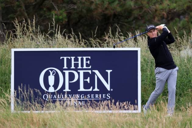 1st July 2025, West Lancashire Golf Club, Blundellsands, Liverpool, England; Final Qualifying for The Open Championship ; Ronan Mullarney (IRE) plays from the tee at the 10th hole  ActionPlus12807641 DavidxBlunsden