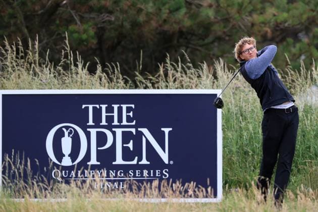 1st July 2025, West Lancashire Golf Club, Blundellsands, Liverpool, England; Final Qualifying for The Open Championship ; Richard Teder (EST) (a) plays from the tee at the 10th hole  ActionPlus12807645 DavidxBlunsden