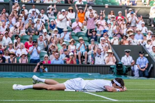 Arthur Rinderknech during the Wimbledon 2025 Men?s Singles first round tennis match between Arthur Rinderknech and Alexander Zverev at the All England Tennis Club in London, England. (Richard Callis Sports Press Photo SPP) Copyright: xRichardxCallis SportsxPressxPhotox xSPPx spp-en-RiCaPrPh-SPP25_RMFC_300625_17992