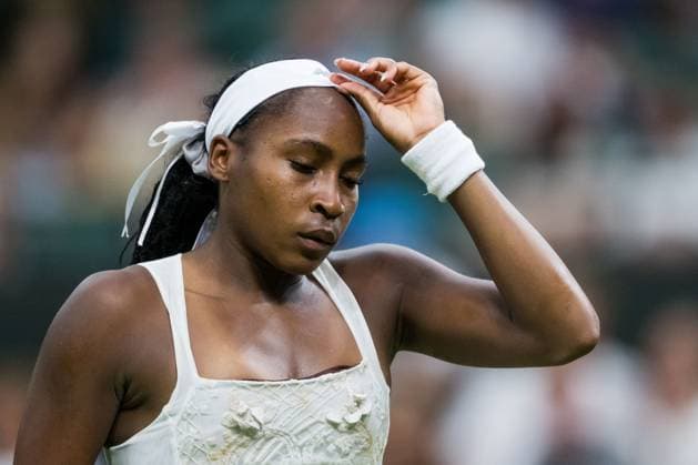 250701 Coco Gauff of United States looks dejected in a first round singles tennis match during day 2 of Wimbledon on July 1, 2025 in London Photo Petter Arvidson BILDBYRAN kod PA PA1045 tennis wimbledon day 2 bbeng depp  Copyright: PETTERxARVIDSON BB250701PA061