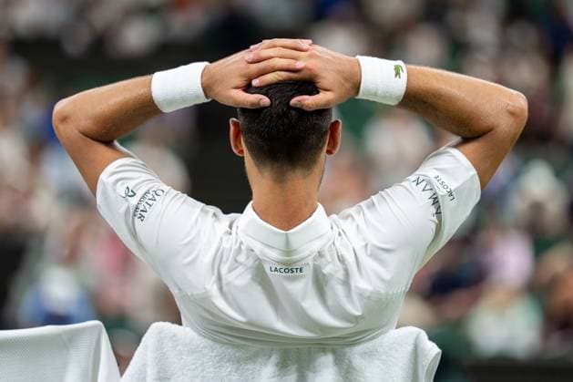 2025-07-01 Wimbledon 2025 LONDON, ENGLAND - JULY 1: Novak Djokovic of Serbia during Wimbledon 2025 at All England Lawn Tennis & Croquet Club on July 1, 2025 in London, England. London All England Lawn Tennis & Croquet Club England Content not available for redistribution in The Netherlands directly or indirectly through any third parties. Copyright: xMarleenxFouchierx