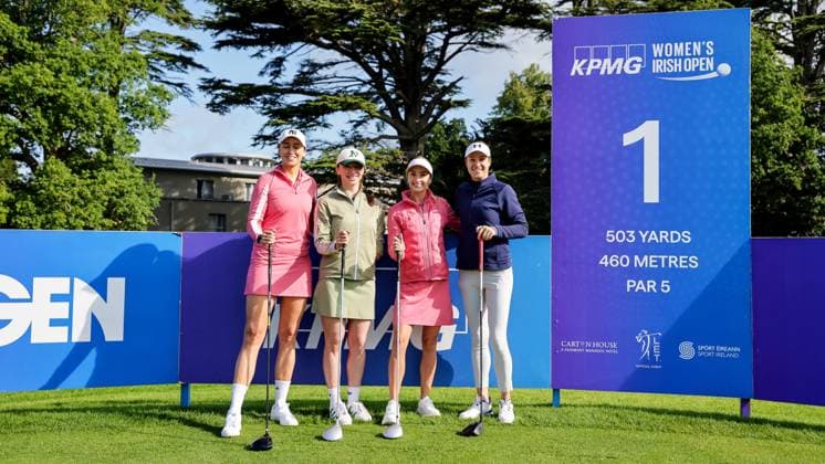 KPMG Women s Irish Open 2025, Carton House, Maynooth 2 7 2025 Stephanie Zambra, Ellen Keane, Natalie Lennon and Laura Fuenfstueck Stephanie Zambra, Ellen Keane, Natalie Lennon and Laura Fuenfstueck 2 7 2025  Copyright: x INPHO LaszloxGeczox LG1_9196