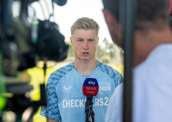 Soccer, Men, Season 2025 26, 2 Bundesliga, Hertha BSC, Training, Media round with Julian Eitschberger Hertha BSC , 02 07 2025, Copyright: xSebastianxRäppold MatthiasxKochx