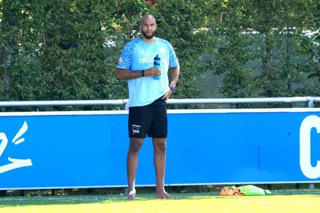 DEU, DFL, 2 FBL Hertha BSC, Training, 02 07 2025, Sportforum, Berlin, DEU, DFL, 2 FBL Hertha BSC, Training, im Bild Platz im Schatten, viel trinken, John Anthony Brooks Hertha BSC Berlin 25 DFL regulations prohibit any use of Photographs as image sequences and or quasi video nordphotoxGmbHx xEngler nph00076