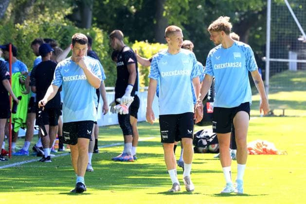 DEU, DFL, 2 FBL Hertha BSC, Training, 02 07 2025, Sportforum, Berlin, DEU, DFL, 2 FBL Hertha BSC, Training, im Bild Diego Demme Hertha BSC Berlin 6 , Palko Dardai Hertha BSC Berlin 20 , Marton Dardai Hertha BSC Berlin 31 DFL regulations prohibit any use of Photographs as image sequences and or quasi video nordphotoxGmbHx xEngler nph00076